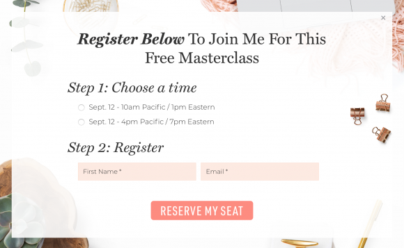 free masterclass registration page