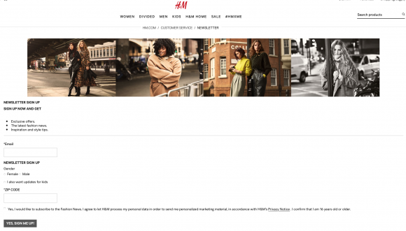 h and m homepage