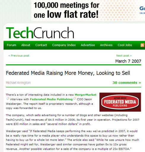 Federated Media Sell TechCrunch