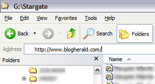 Accessing a web page address through Windows Explorer