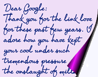 Graphic of a Dear Google letter copyright Lorelle VanFossen