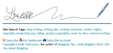 Example of signature on Lorelle on WordPress blog
