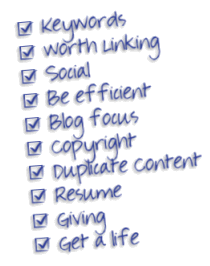 Graphic of a to do list for blogs graphic by Lorelle VanFossen copyright
