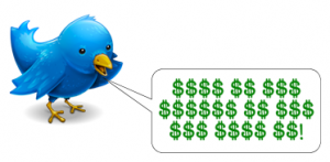 Twitter bird sings money symbols