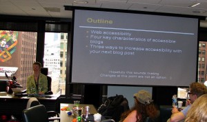 Glenda Watson Hyatt presenting web accessibility at SOBCon09