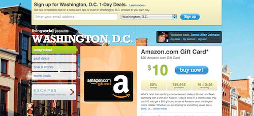 LivingSocial Screenshot - Amazon Gift Card Deal
