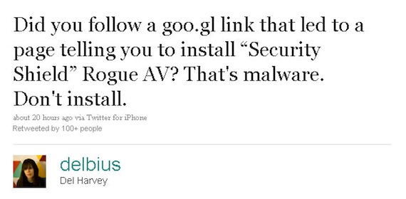 Twitter Safety Account - Malware Warning Tweet
