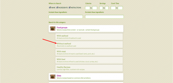 Recipe Finder Advanced Categories