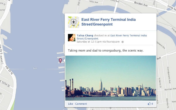 Facebook Timeline Map and Foursquare