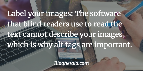 use alt tags to describe images for accessibility