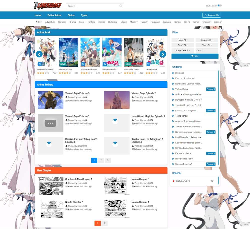 Anime Website Concept  Webpage design, Wordpress website design